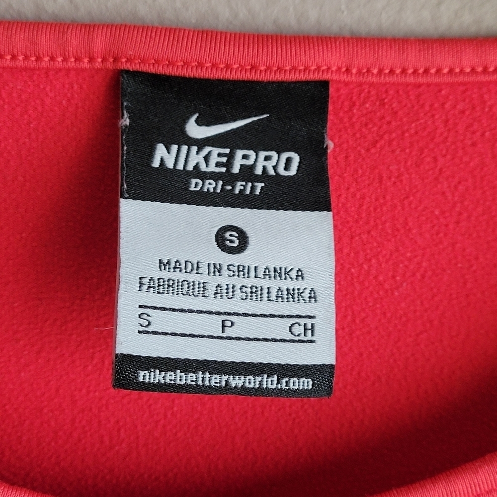 Nike PRO DRI FIT Women's Coral Long Sleeve Top Size Small Logo - Picture 7 of 9